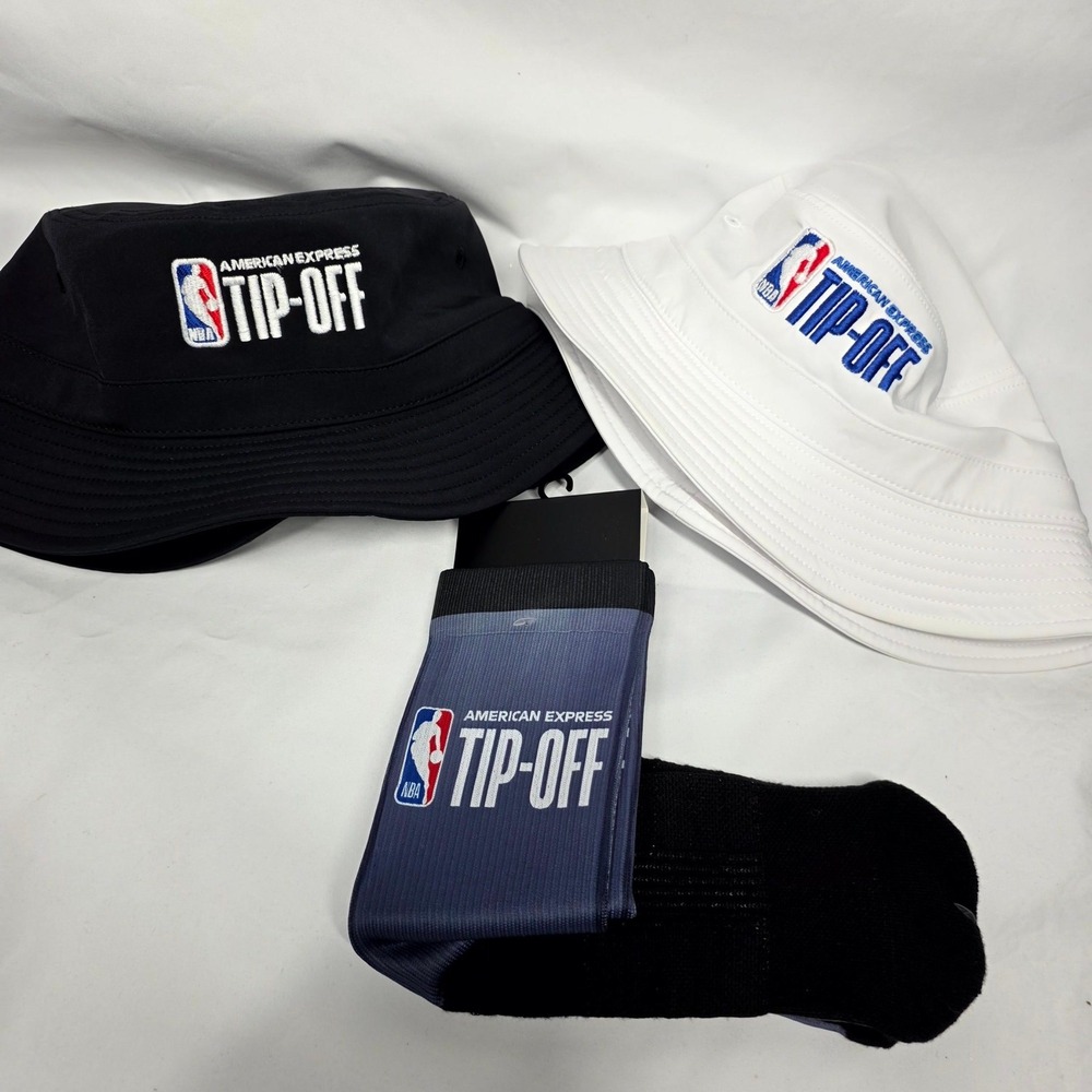 NBA American Express Tip-Off Bucket Hat Socks Bundle New Mixed Black White Blue